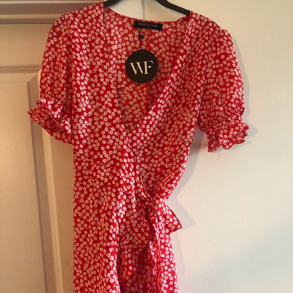 White Fox She Swings Mini Dress Red Print - Picture 3 of 4